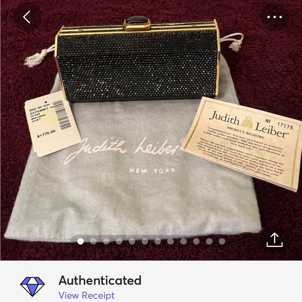 Vintage Judith Leiber Black and Gold Crystal Clutch.